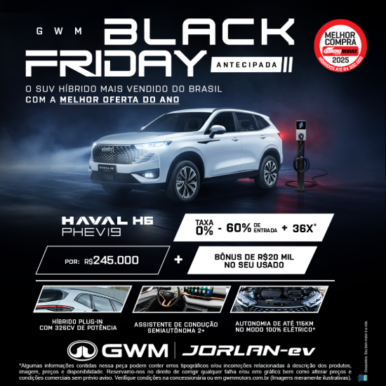 HAVAL H6 PHEV19 COM BÔNUS DE R$20.000 NO SEU USADO + TAXA 0%