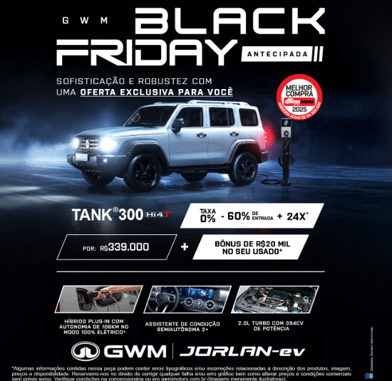TANK 300 COM BÔNUS DE R$20.000 NO SEU USADO + TAXA 0%