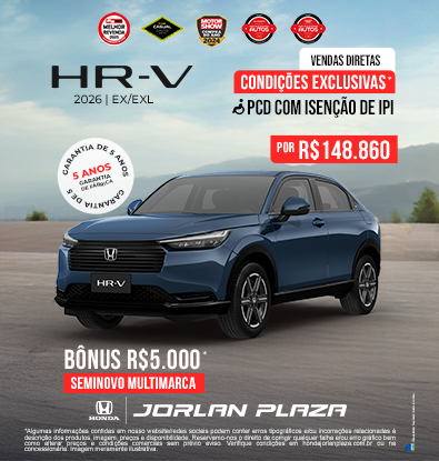 VENDA DIRETA – HR-V EX/EXL – COM BÔNUS DE R$5.000 NO SEU SEMINOVO MULTIMARCA + 5 ANOS DE GARANTIA DE FÁBRICA